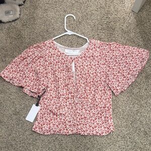 ASTR Red and White Patterned Top NWT